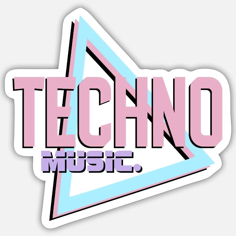 Techno Neon Retro Logo - Sticker size S (10 x 10 cm) - white matte