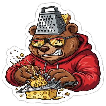Grater Bear Cheese Crusher - Sticker size S (10 x 10 cm) - white matte - Front