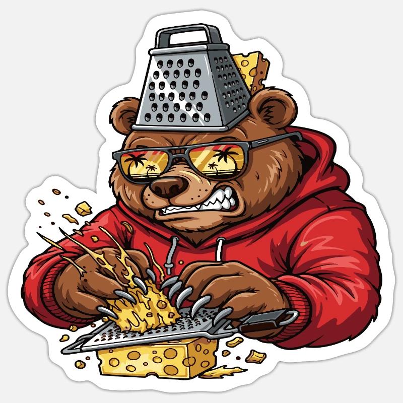 Raspbär-Käse-Zerkleinerer - Sticker Größe S (10 x 10 cm) - Mattweiß