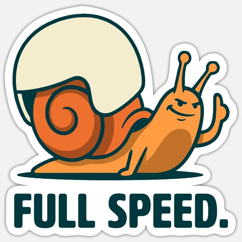 Schnecke mit voller Geschwindigkeit - Sticker Größe S (10 x 10 cm) - Mattweiß