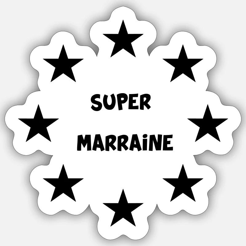 SUPER MARRAINE - Sticker taille S (10 x 10 cm) - blanc mat