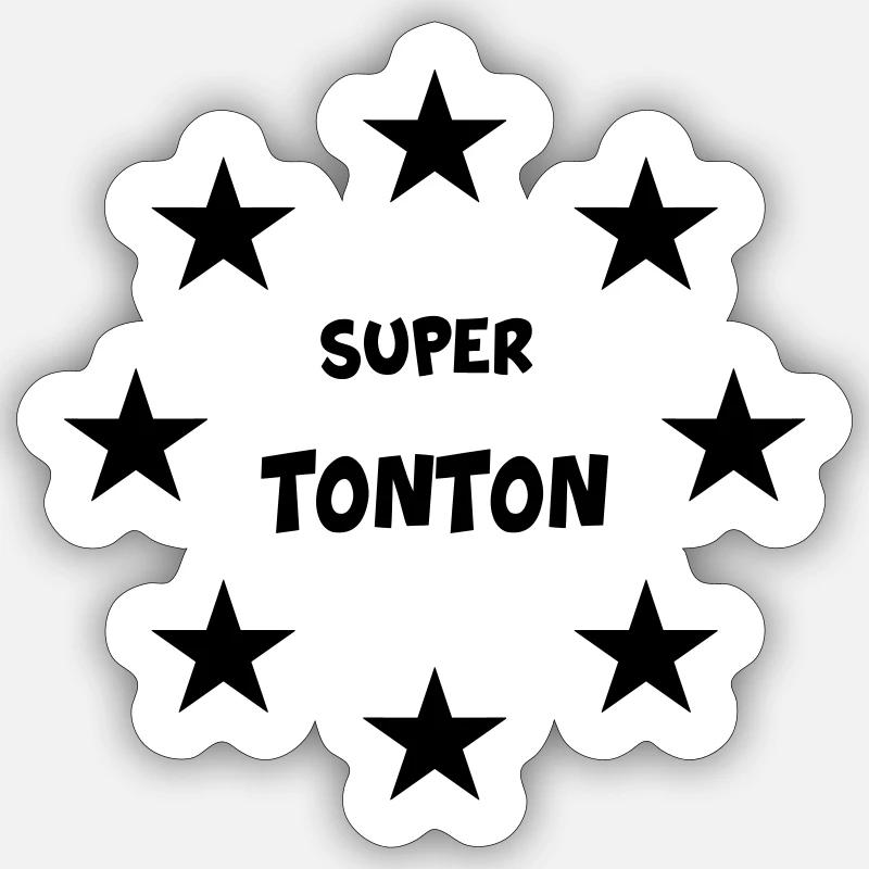 SUPER TONTON - Sticker taille S (10 x 10 cm) - blanc mat