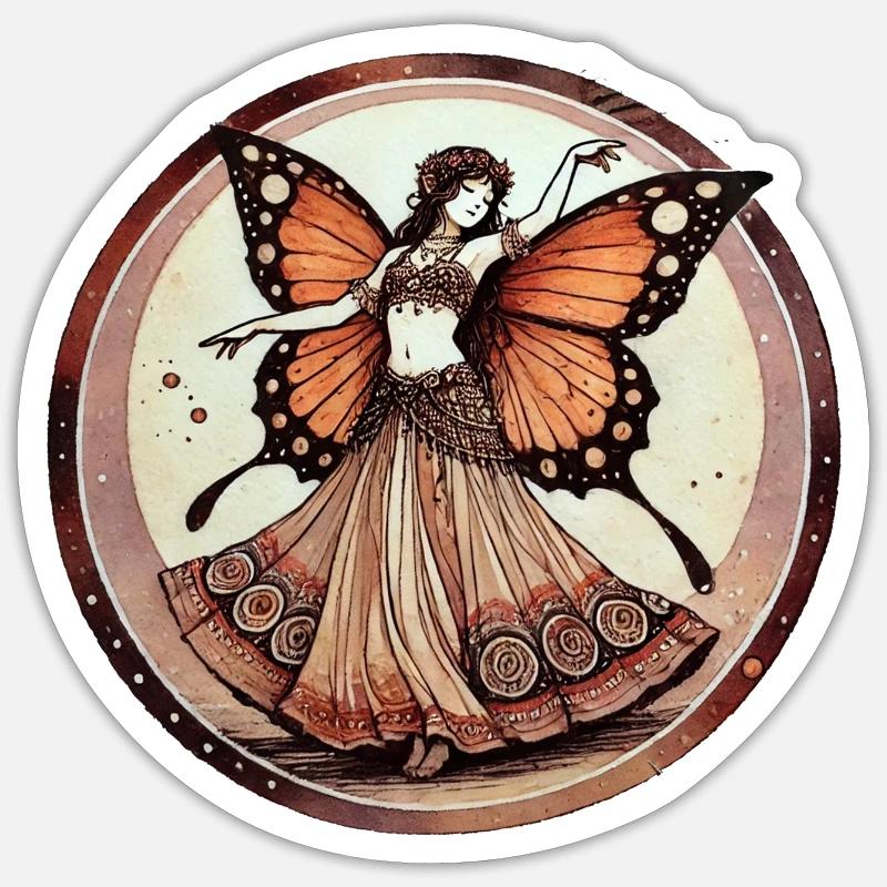 Fée Papillon dans le Gala Circulaire Sticker taille S (10 x 10 cm)
