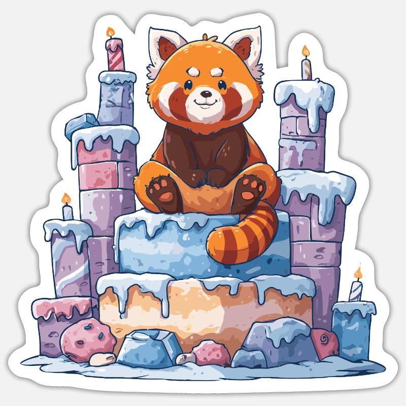 Roter Panda auf Eis-Torte Sticker size S (10 x 10 cm)
