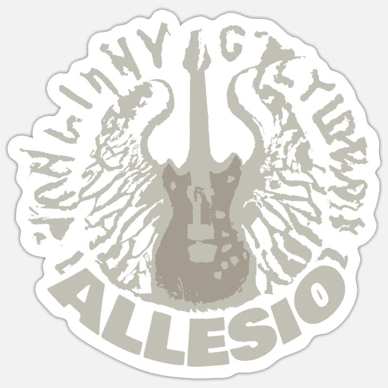Allesio as a guitar - Sticker size S (10 x 10 cm) - white matte