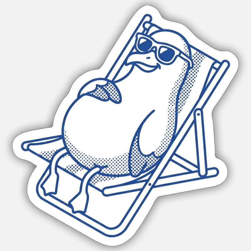 Penguin frissonne sur le banc - Sticker taille S (10 x 10 cm) - blanc mat