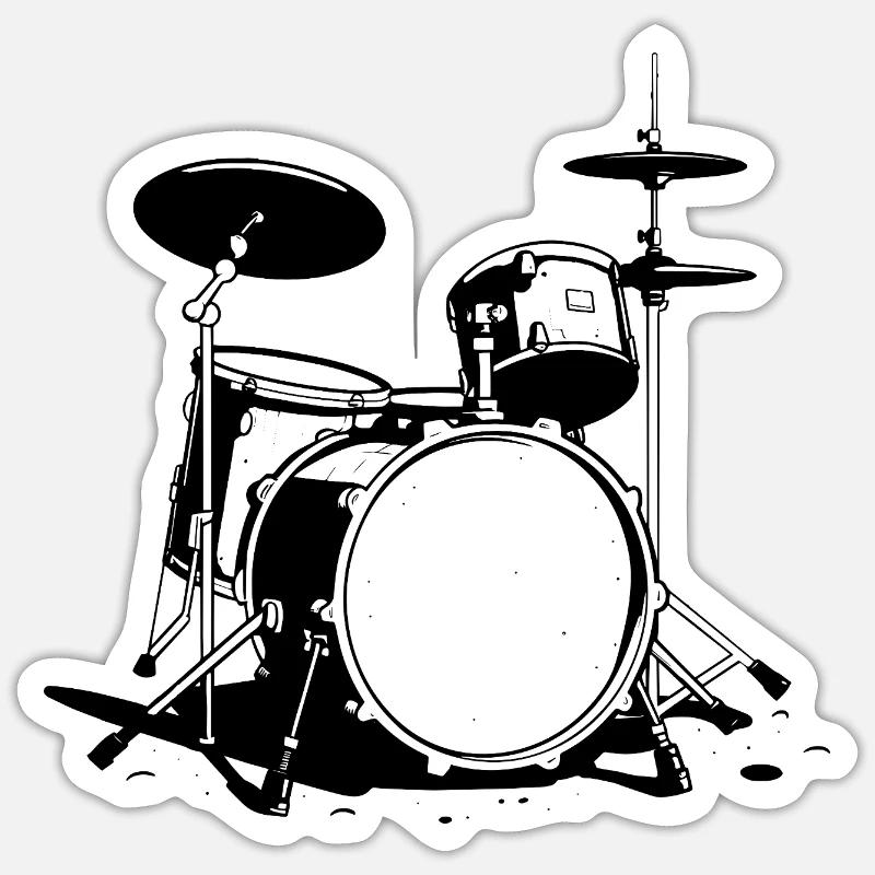 Drum Sketch - Sticker size S (10 x 10 cm) - white matte