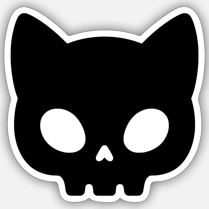 Cat Skull Silhouette | Cute Gothic Mask Sticker size S (10 x 10 cm)