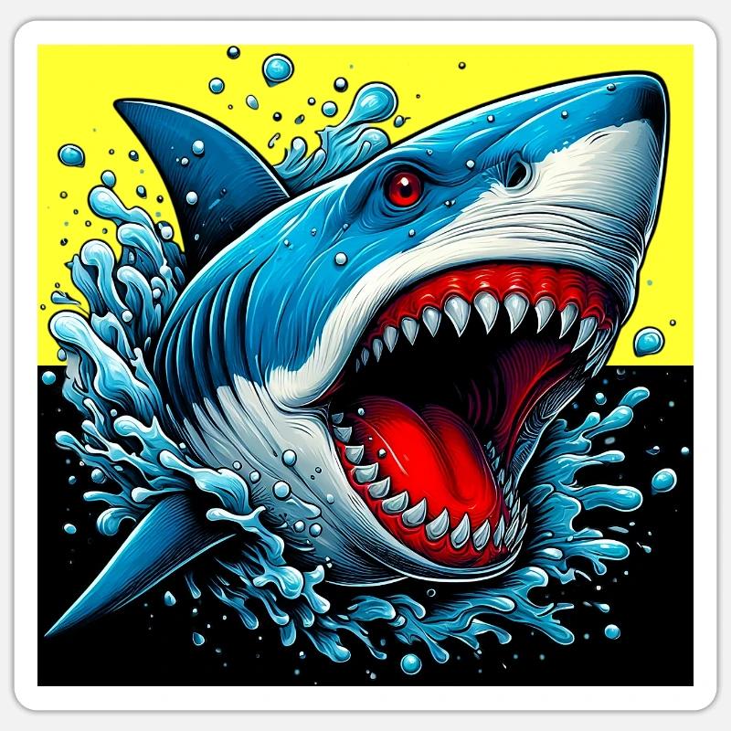 Requin - Sticker taille S (10 x 10 cm) - blanc mat