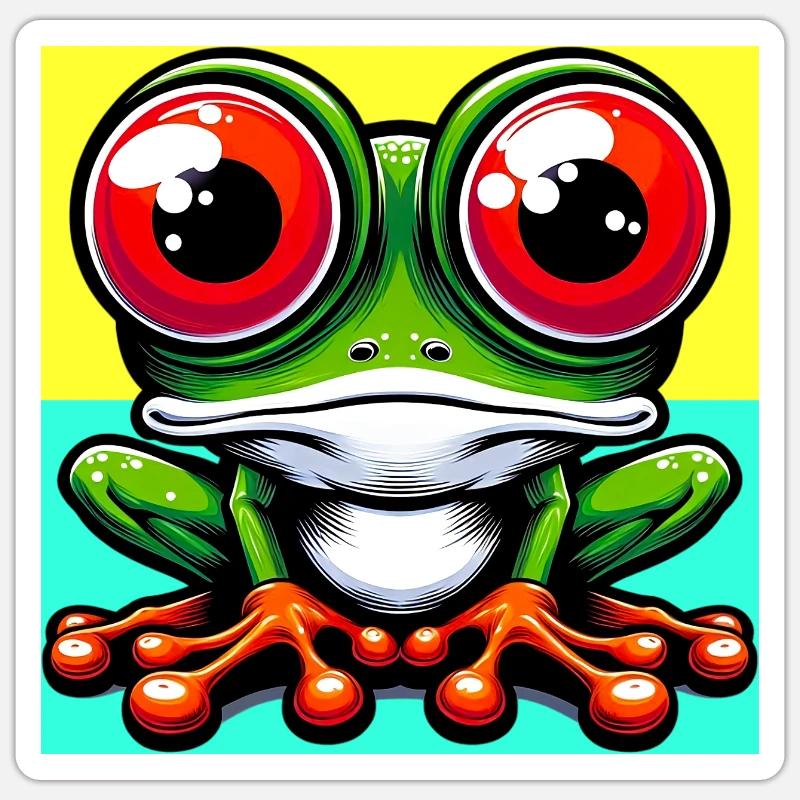 Frosch - Sticker Größe S (10 x 10 cm) - Mattweiß