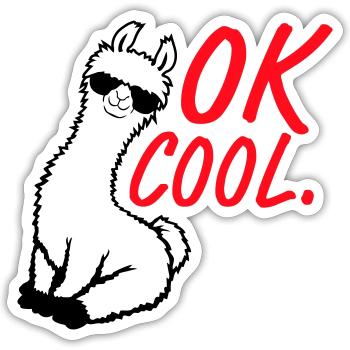 OK Cool Llama Sunglasses Sitting Funny Naughty - Sticker size S (10 x 10 cm) - white matte - Front