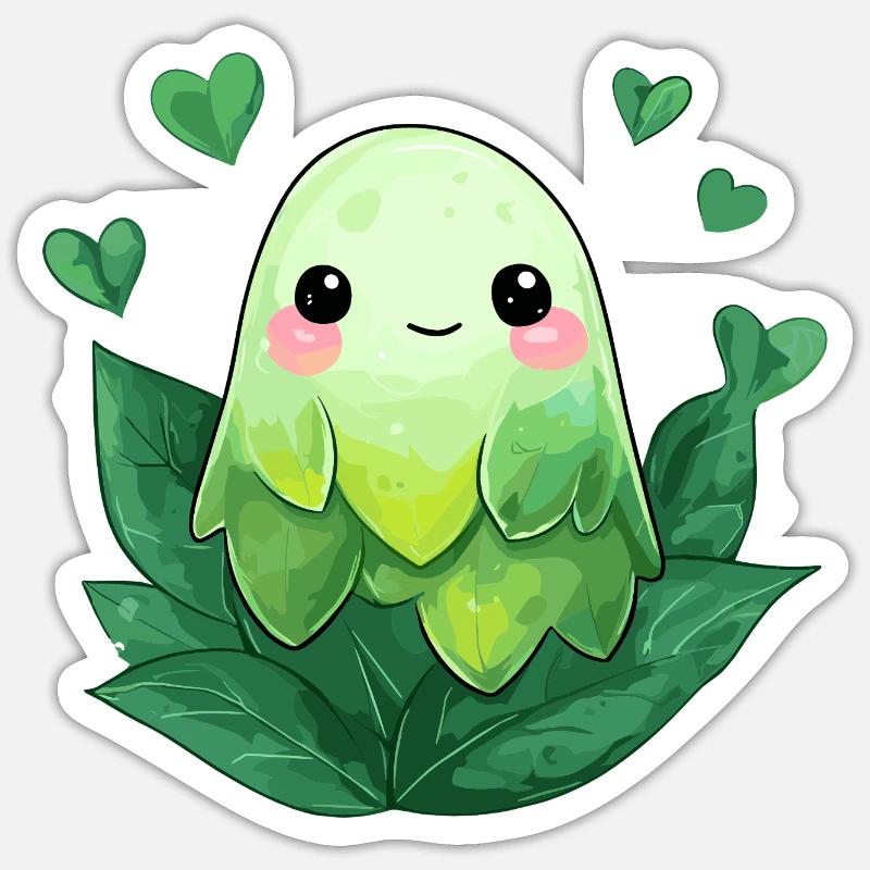 Petite créature feuillue dans des tons de vert Sticker taille S (10 x 10 cm)