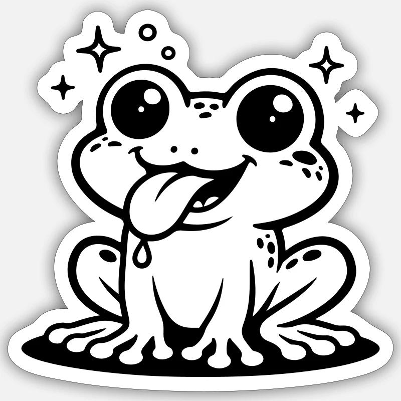 Grenouille Comique Crapaud - Sticker taille S (10 x 10 cm) - blanc mat