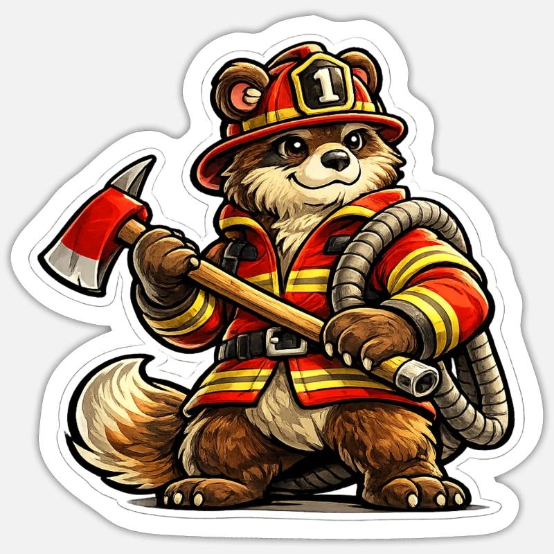 Brigade des pompiers de Bär - Sticker taille S (10 x 10 cm) - blanc mat