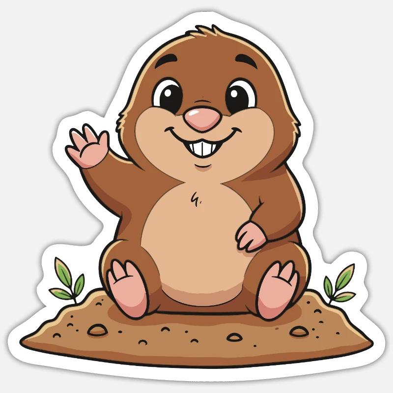 Cheerful Mole - Sticker size S (10 x 10 cm) - white matte