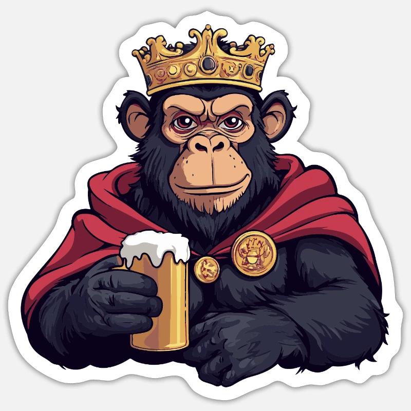Monkey Beer King - Sticker size S (10 x 10 cm) - white matte
