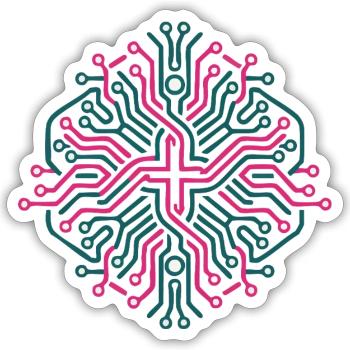 Rosa und Blaues symmetrisches neuronales Netzwerk - Sticker Größe S (10 x 10 cm) - Mattweiß - Vorne