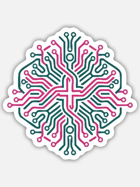 Rosa und Blaues symmetrisches neuronales Netzwerk - Sticker Größe S (10 x 10 cm) - Mattweiß