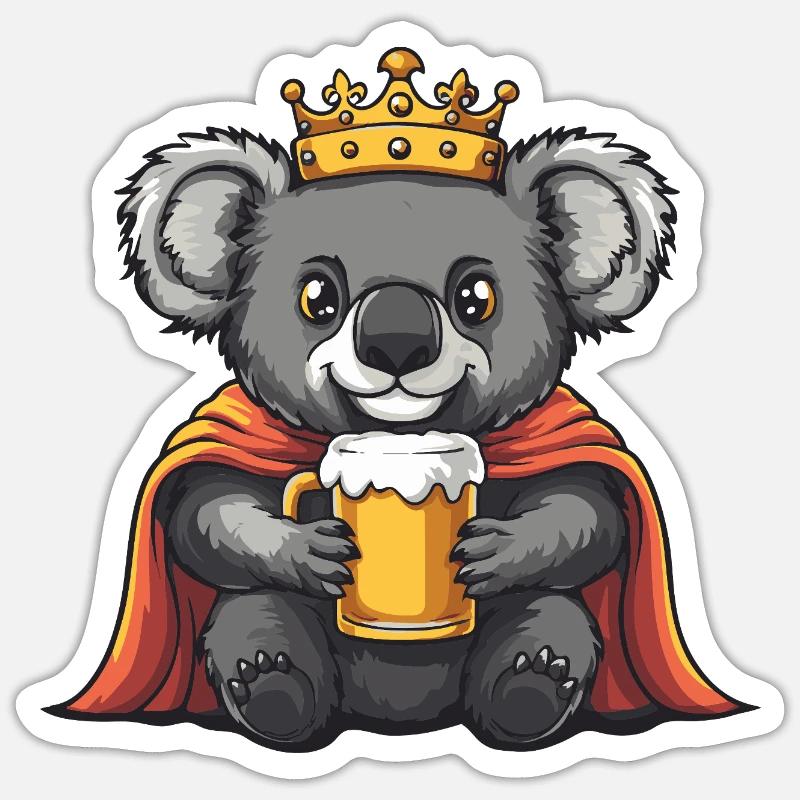 Roi de la Bière Koala - Sticker taille S (10 x 10 cm) - blanc mat