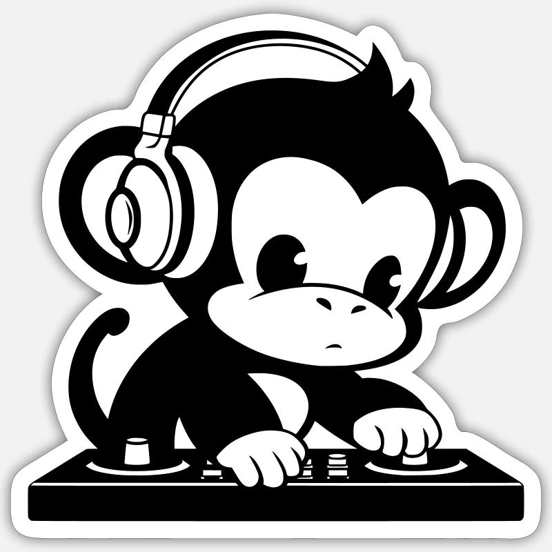 DJ monkey with headphones Sticker size S (10 x 10 cm)