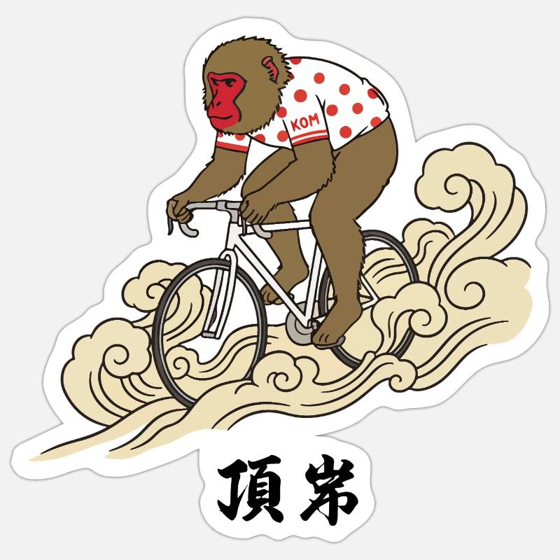 KOM Monkey Cyclist on Cresting Waves Sticker size S (10 x 10 cm)