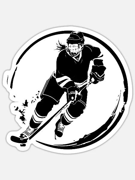 Hockey Spielerin Silhouette - Sticker Größe S (10 x 10 cm) - Mattweiß