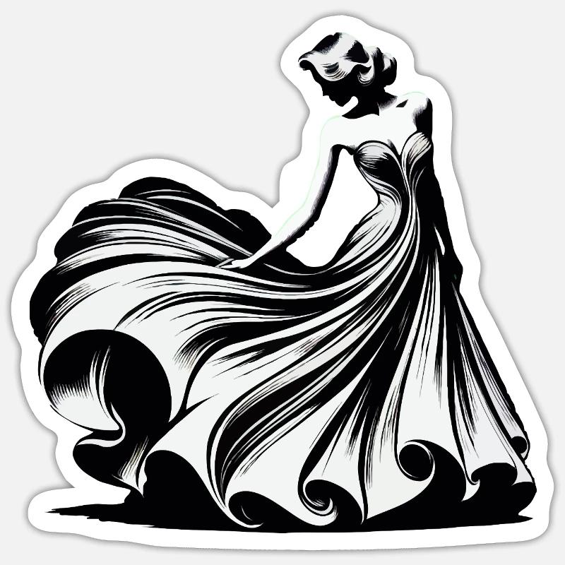 Weißes Silhouetten-Golfkleid - Sticker Größe S (10 x 10 cm) - Mattweiß