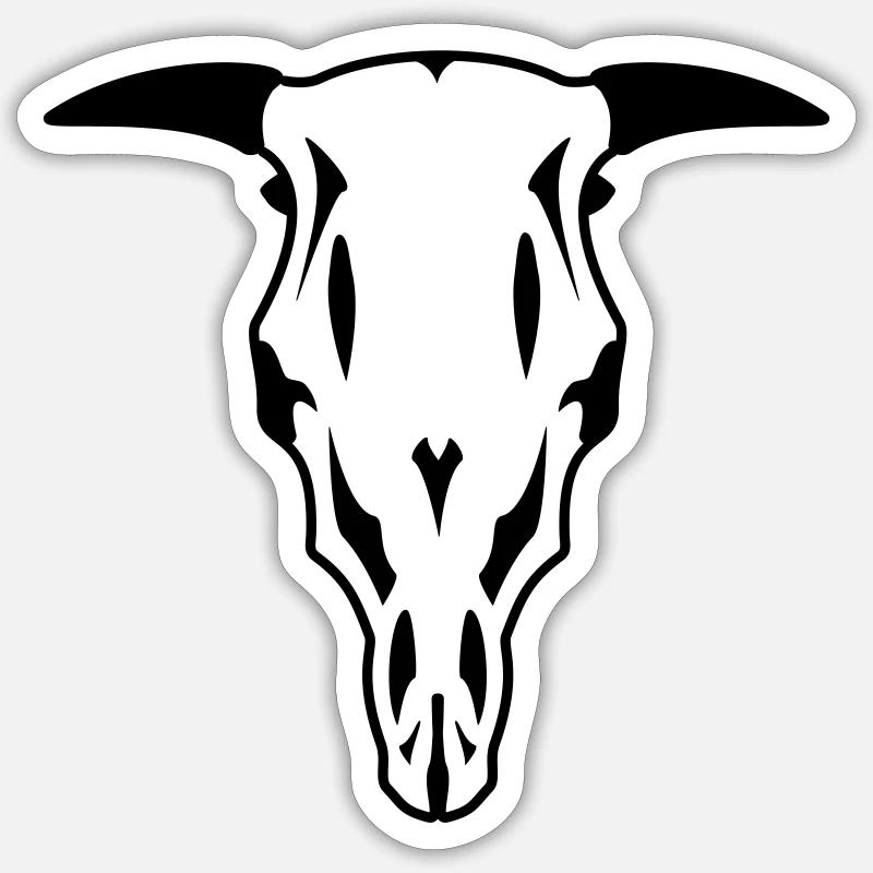 Crâne de taureau - Sticker taille S (10 x 10 cm) - blanc mat