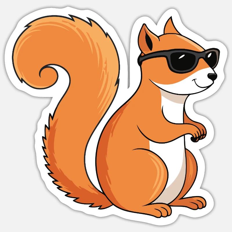 Schicke Eichhörnchen-Sonnenbrille - Sticker Größe S (10 x 10 cm) - Mattweiß
