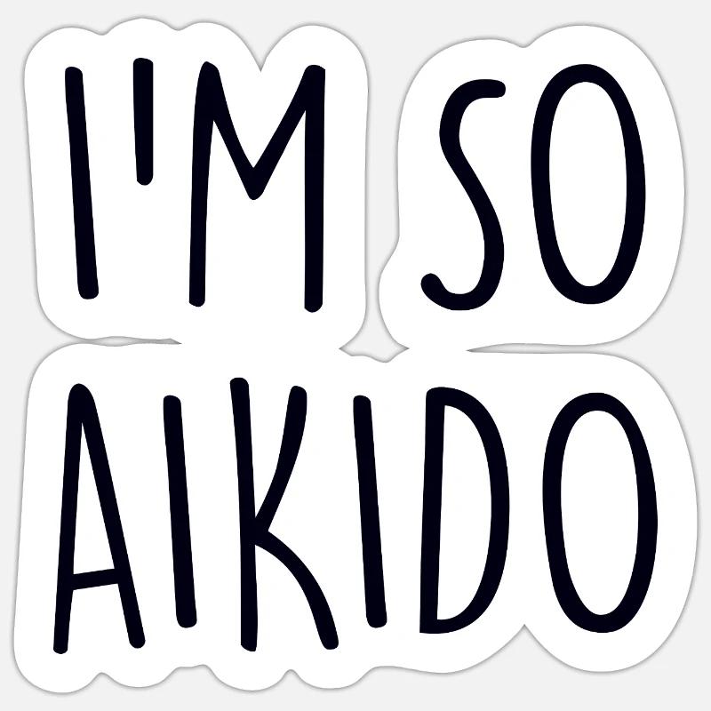aïkido - Sticker taille S (10 x 10 cm) - blanc mat