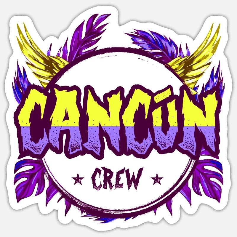 Cancun Crew Bunt - Sticker Größe S (10 x 10 cm) - Mattweiß