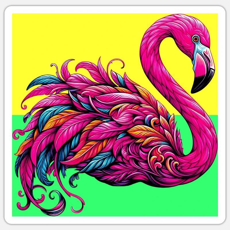 Flamant - Sticker taille S (10 x 10 cm) - blanc mat
