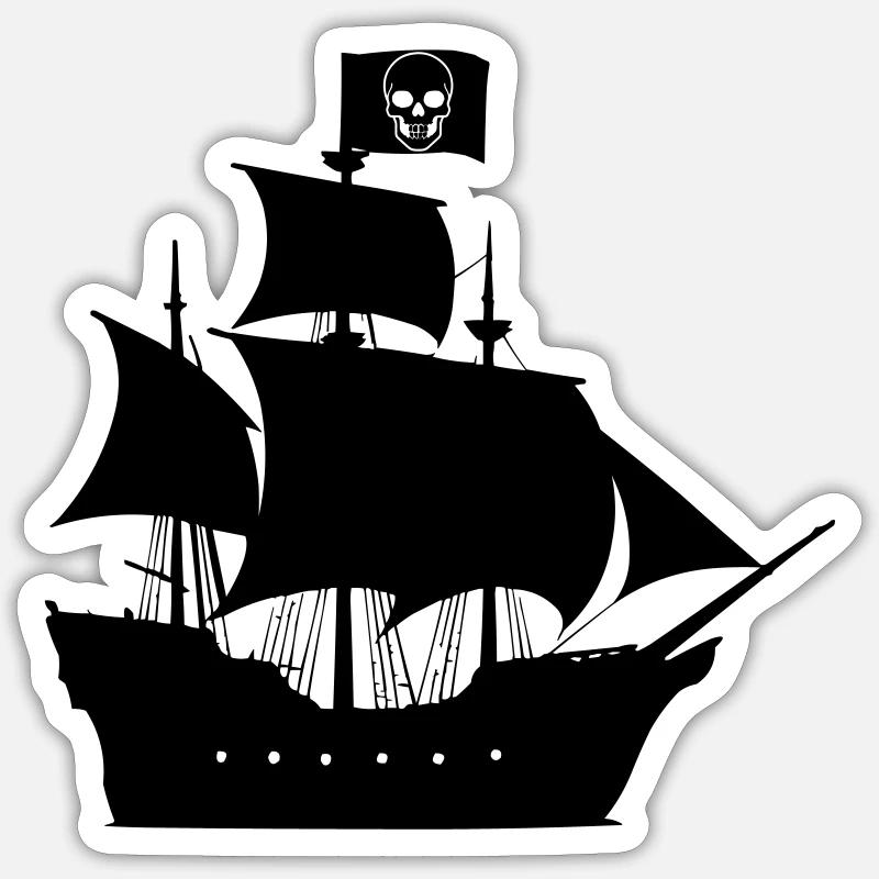 Bateau pirate - Sticker taille S (10 x 10 cm) - blanc mat