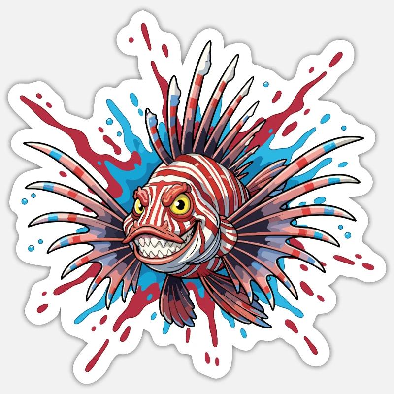 Stachelfisch mit Buntakzent - Sticker Größe S (10 x 10 cm) - Mattweiß