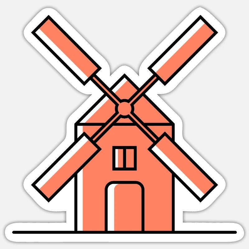 Icône du moulin à vent - Sticker taille S (10 x 10 cm) - blanc mat