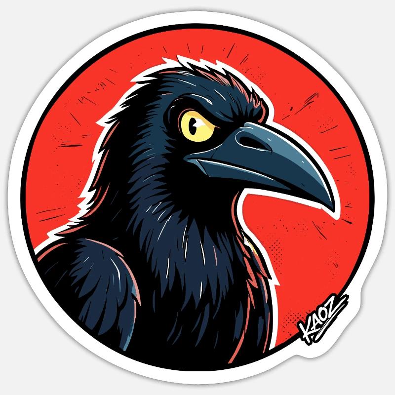 Corbeau noir dans l’orbite rouge Sticker taille S (10 x 10 cm)