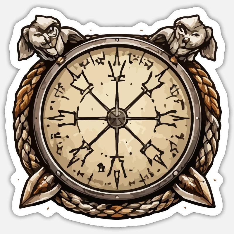 Nautischer Kompass Wikinger - Sticker Größe S (10 x 10 cm) - Mattweiß