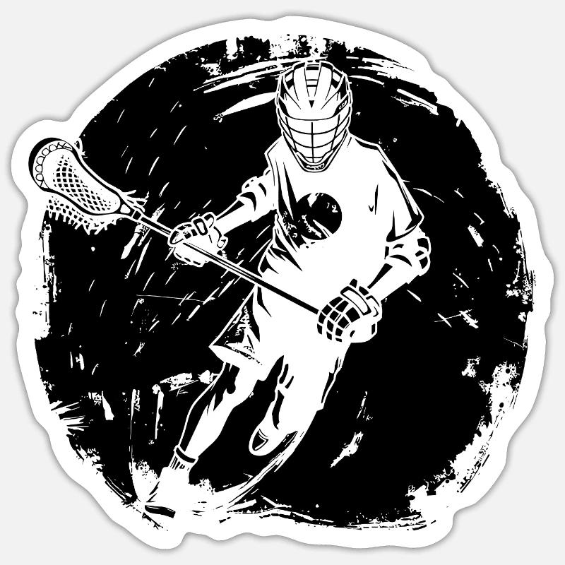 Lacrosse Player Drawing - Sticker size S (10 x 10 cm) - white matte