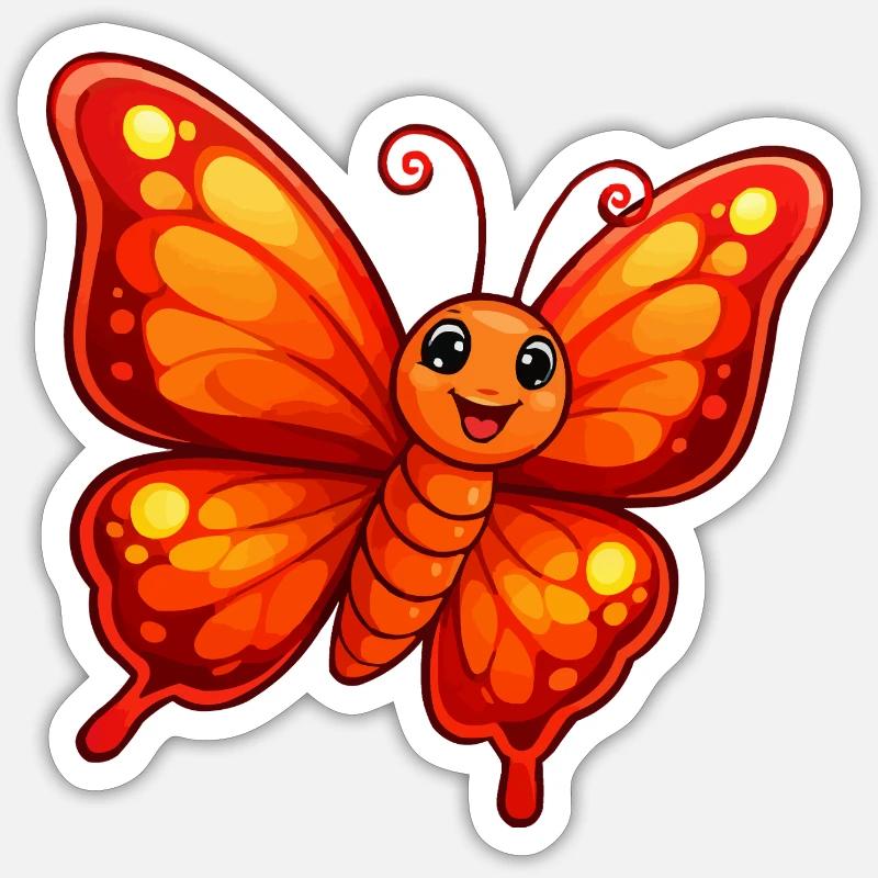 Papillon Orange - Sticker taille S (10 x 10 cm) - blanc mat