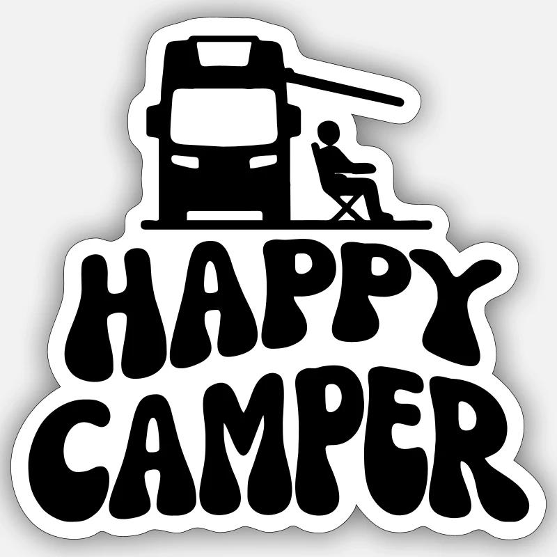 Happy Camper - Sticker Größe S (10 x 10 cm) - Mattweiß
