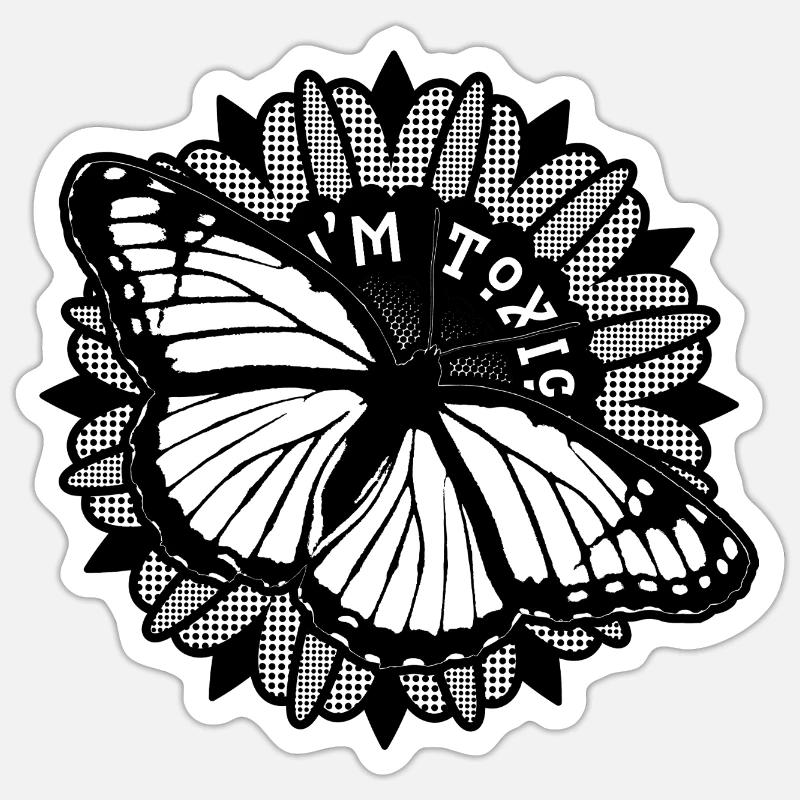 Beauté toxique – Papillon monarque - Sticker taille S (10 x 10 cm) - blanc mat