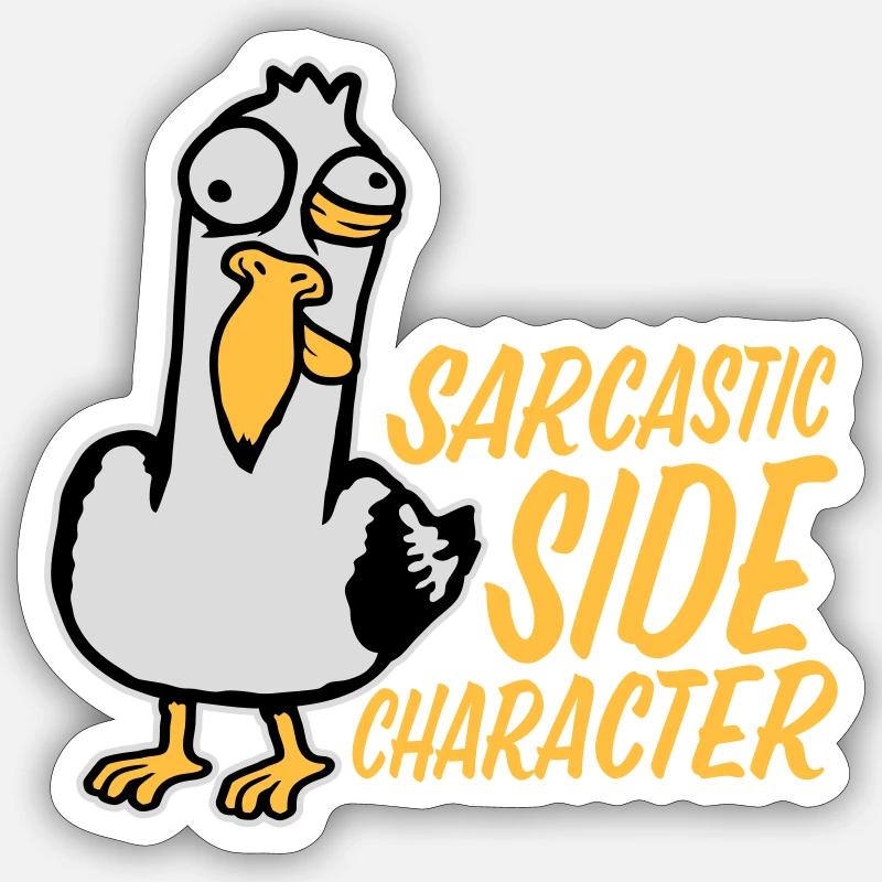 Crazy Seagull Sarcastic Side Character Funny - Sticker size S (10 x 10 cm) - white matte