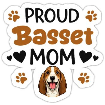 Proud Basset Mom, Basset Hound - Sticker size S (10 x 10 cm) - white matte - Front
