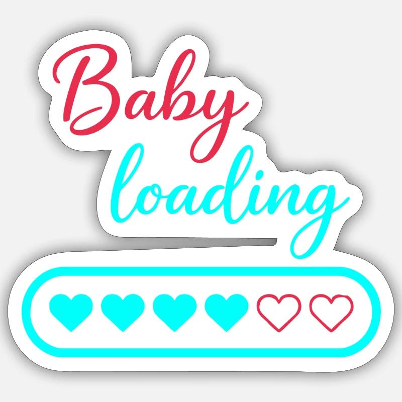 Baby Loading Neon Hearts - Sticker Größe S (10 x 10 cm) - Mattweiß