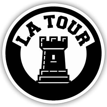 Logo La Tour Pièce d'Échecs Style Emblème Cercle - Sticker taille S (10 x 10 cm) - blanc mat - Devant
