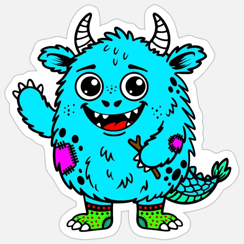 Aquamonster - Sticker taille S (10 x 10 cm) - blanc mat