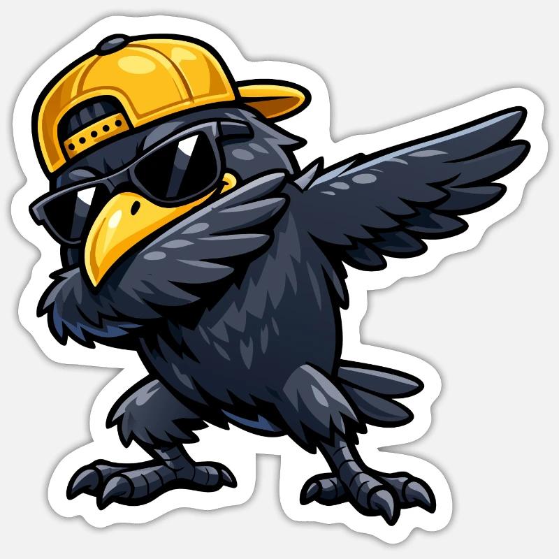 Dabbing Raven - Sticker size S (10 x 10 cm) - white matte