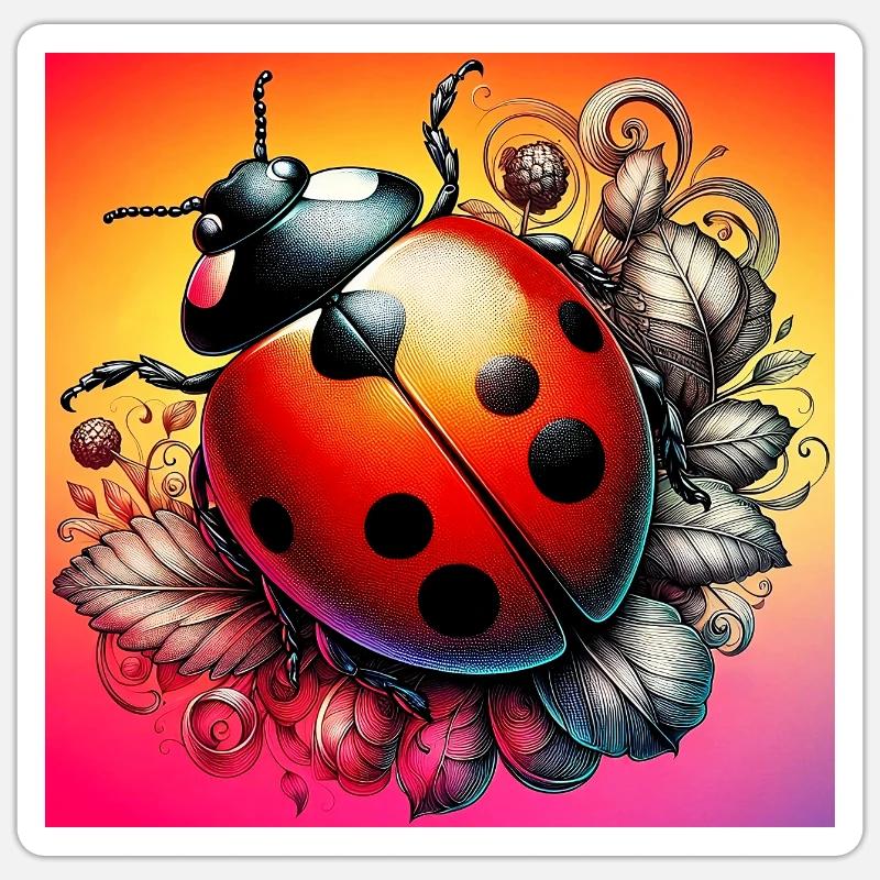 Marienkäfer - Sticker Größe S (10 x 10 cm) - Mattweiß