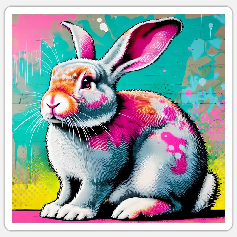 lapin - Sticker taille S (10 x 10 cm) - blanc mat