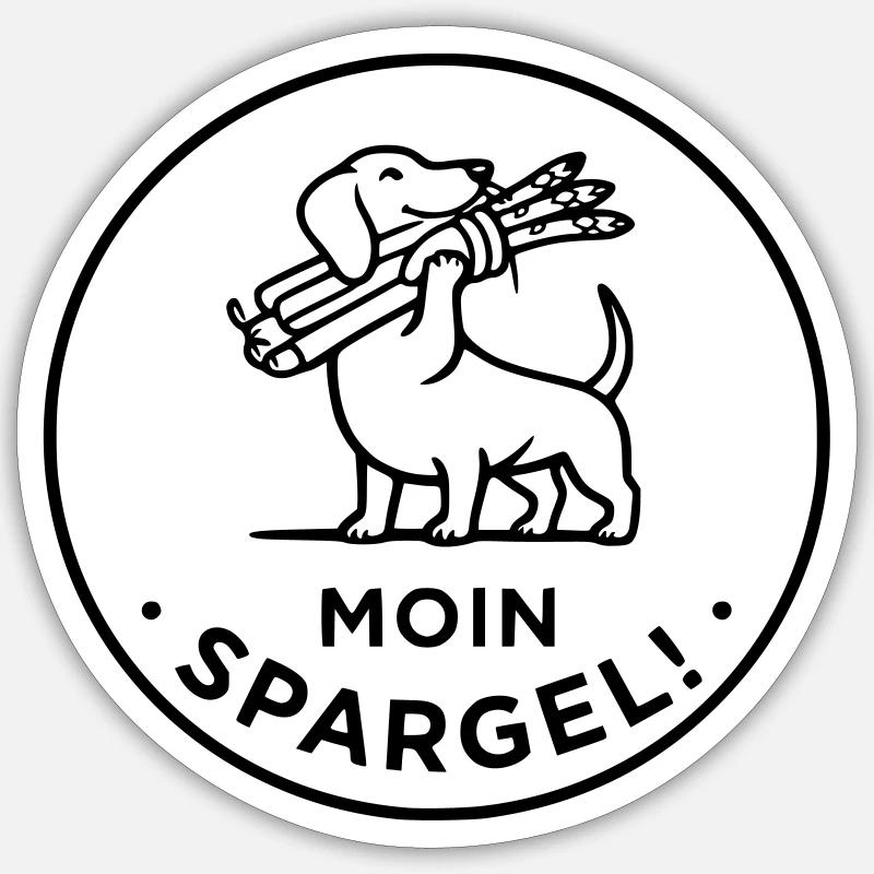 moin spargel dackel hund - Sticker Größe S (10 x 10 cm) - Mattweiß